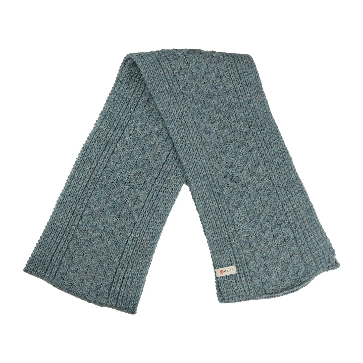 British Wool Long Honeycomb Scarf - Teal