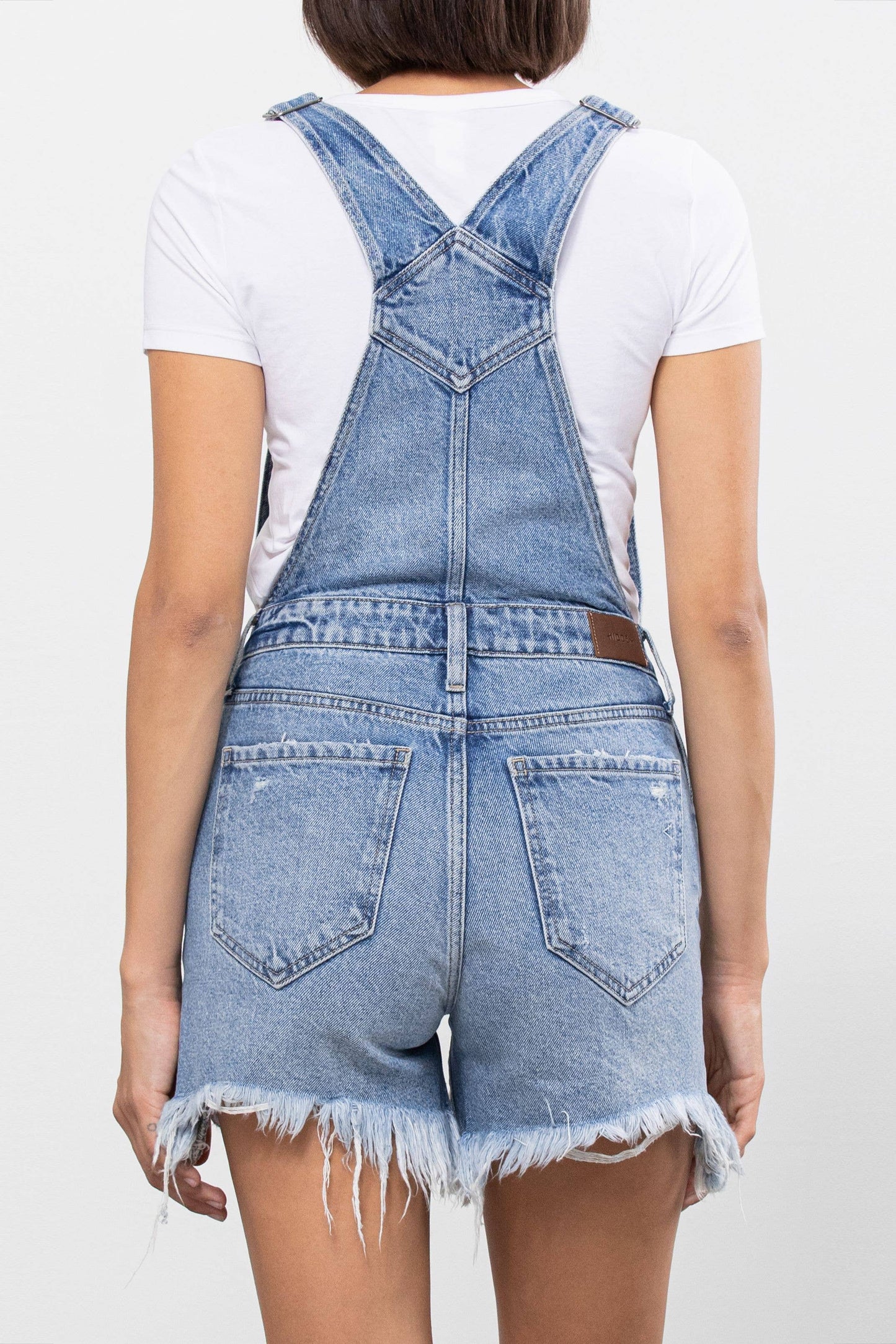 Medium Wash Frayed Hem Shortall
